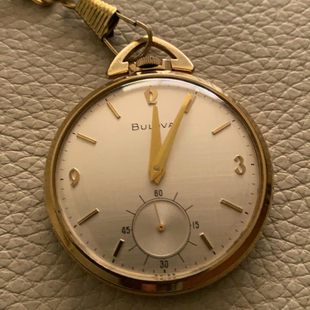 Bulova pocket watch with second hand